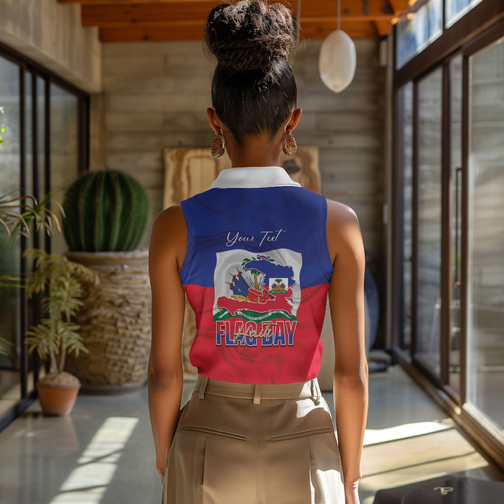 Personalized Haiti Flag Day Women Sleeveless Polo Shirt Haitian Women Proud Flag Wave Style