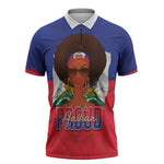 Personalized Haiti Flag Day Zipper Polo Shirt Haitian Women Proud Flag Wave Style