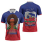 Personalized Haiti Flag Day Zipper Polo Shirt Haitian Women Proud Flag Wave Style