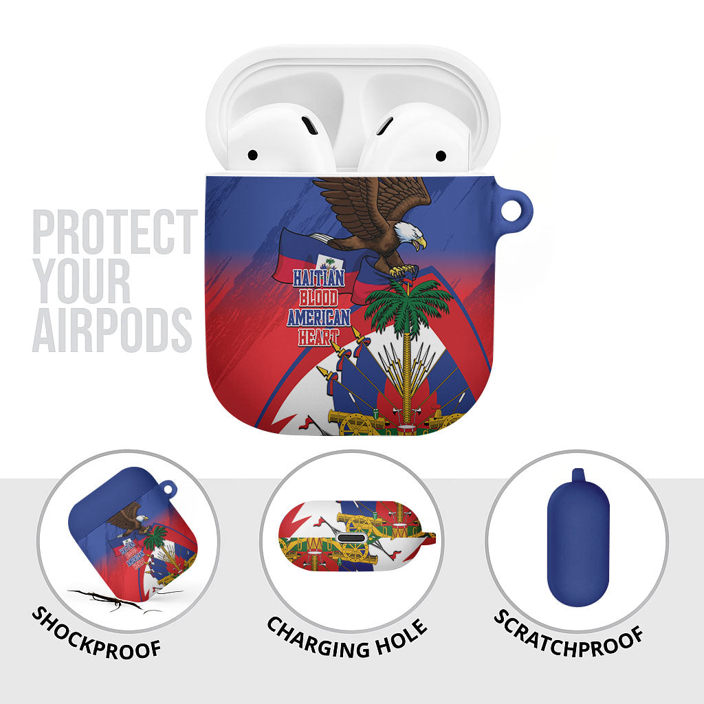 Haiti Flag Day AirPods Case Haitian Blood American Heart Eagle With Flag