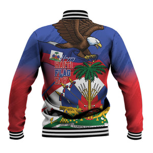 Haiti Flag Day Baseball Jacket Haitian Blood American Heart Eagle With Flag