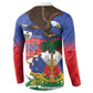 Haiti Flag Day Button Sweatshirt Haitian Blood American Heart Eagle With Flag