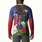 Haiti Flag Day Button Sweatshirt Haitian Blood American Heart Eagle With Flag