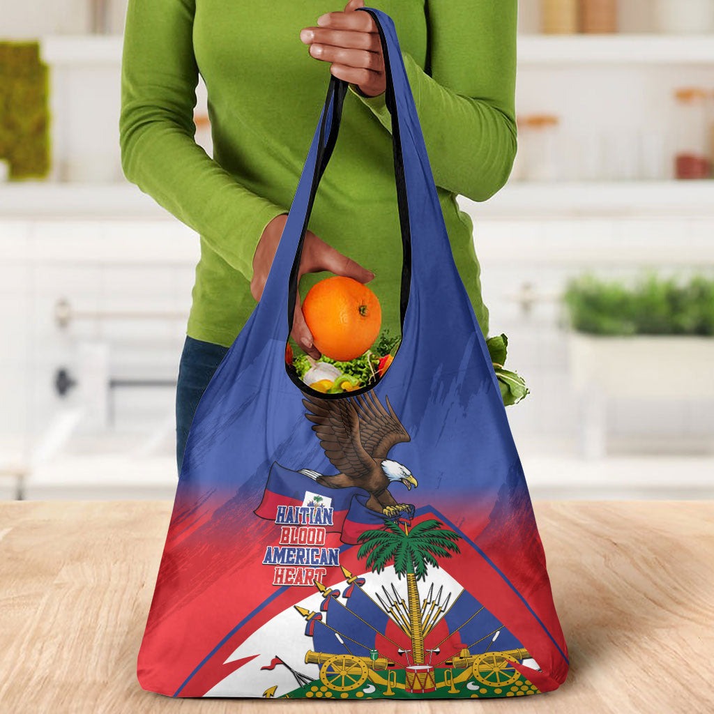 Haiti Flag Day Grocery Bag Haitian Blood American Heart Eagle With Flag