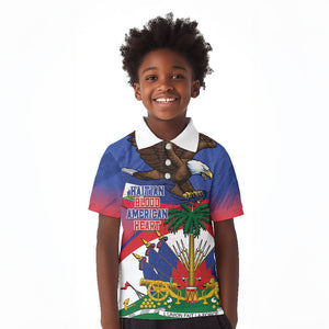 Haiti Flag Day Kid Polo Shirt Haitian Blood American Heart Eagle With Flag