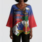 Haiti Flag Day Kimono Sleeve Blouse Haitian Blood American Heart Eagle With Flag