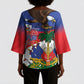 Haiti Flag Day Kimono Sleeve Blouse Haitian Blood American Heart Eagle With Flag