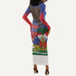 Haiti Flag Day Long Sleeve Bodycon Dress Haitian Blood American Heart Eagle With Flag