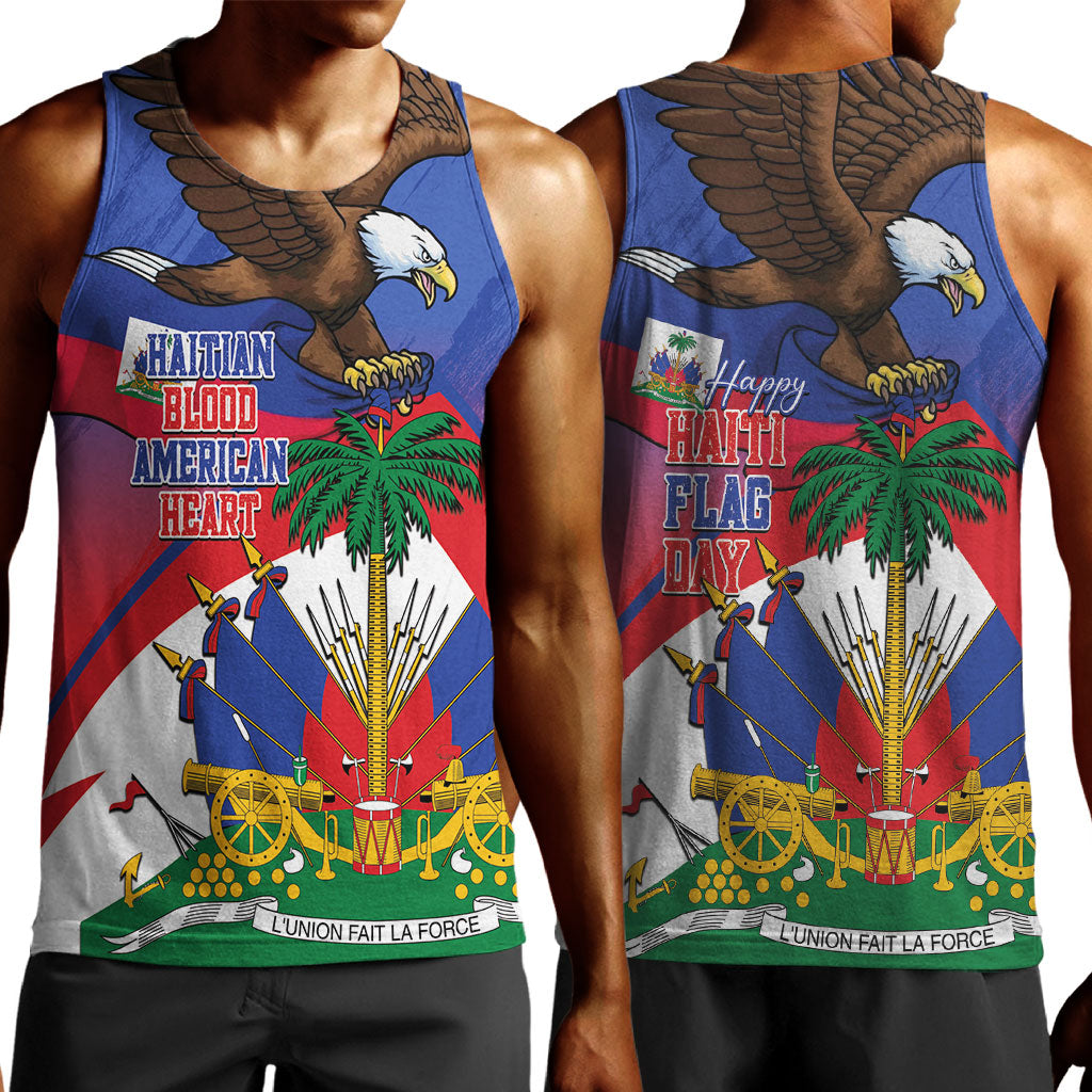 Haiti Flag Day Men Tank Top Haitian Blood American Heart Eagle With Flag