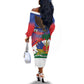 Haiti Flag Day Off The Shoulder Long Sleeve Dress Haitian Blood American Heart Eagle With Flag