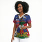 Haiti Flag Day Scrub Top Haitian Blood American Heart Eagle With Flag