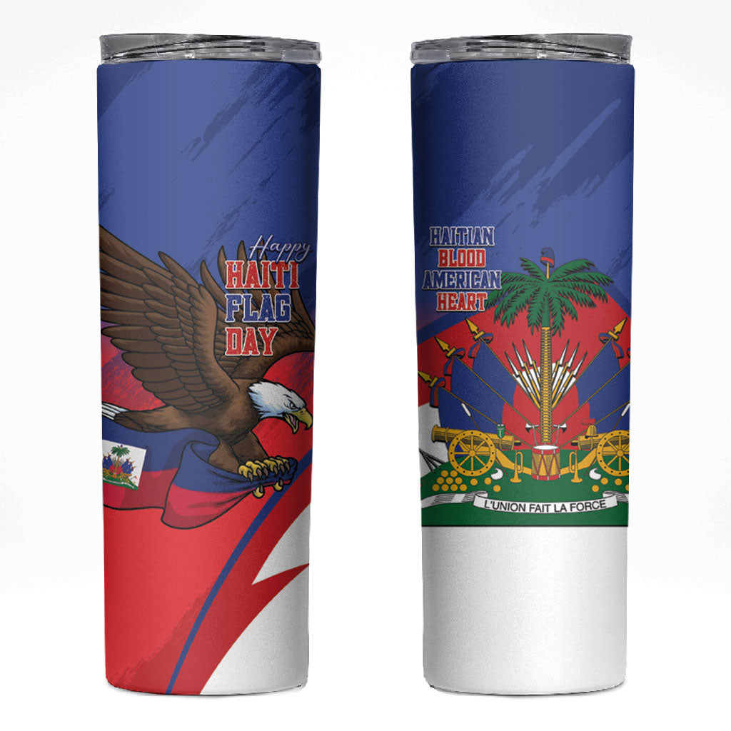 Haiti Flag Day Skinny Tumbler Haitian Blood American Heart Eagle With Flag