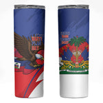Haiti Flag Day Skinny Tumbler Haitian Blood American Heart Eagle With Flag