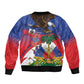 Haiti Flag Day Sleeve Zip Bomber Jacket Haitian Blood American Heart Eagle With Flag