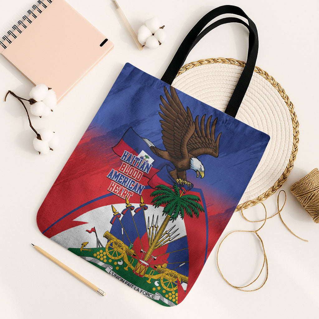 Haiti Flag Day Tote Bag Haitian Blood American Heart Eagle With Flag