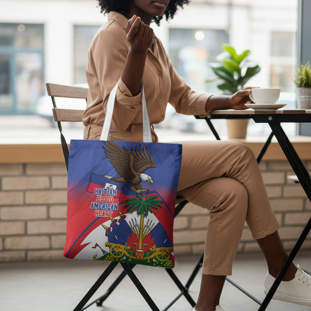 Haiti Flag Day Tote Bag Haitian Blood American Heart Eagle With Flag