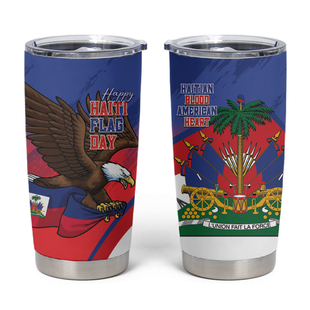 Haiti Flag Day Tumbler Cup Haitian Blood American Heart Eagle With Flag