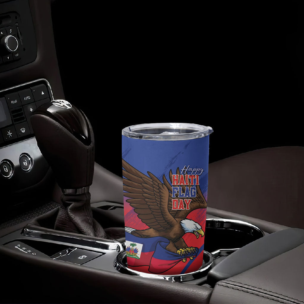 Haiti Flag Day Tumbler Cup Haitian Blood American Heart Eagle With Flag