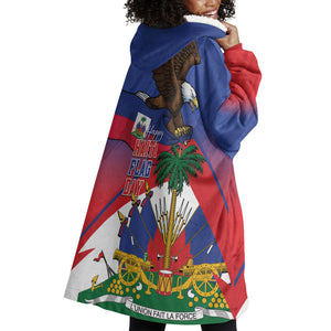 Haiti Flag Day Wearable Blanket Hoodie Haitian Blood American Heart Eagle With Flag