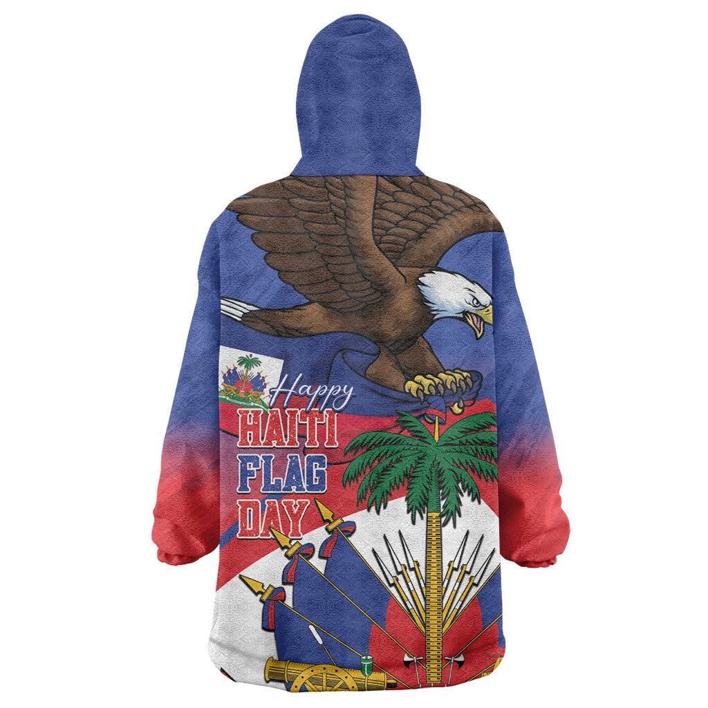 Haiti Flag Day Wearable Blanket Hoodie Haitian Blood American Heart Eagle With Flag