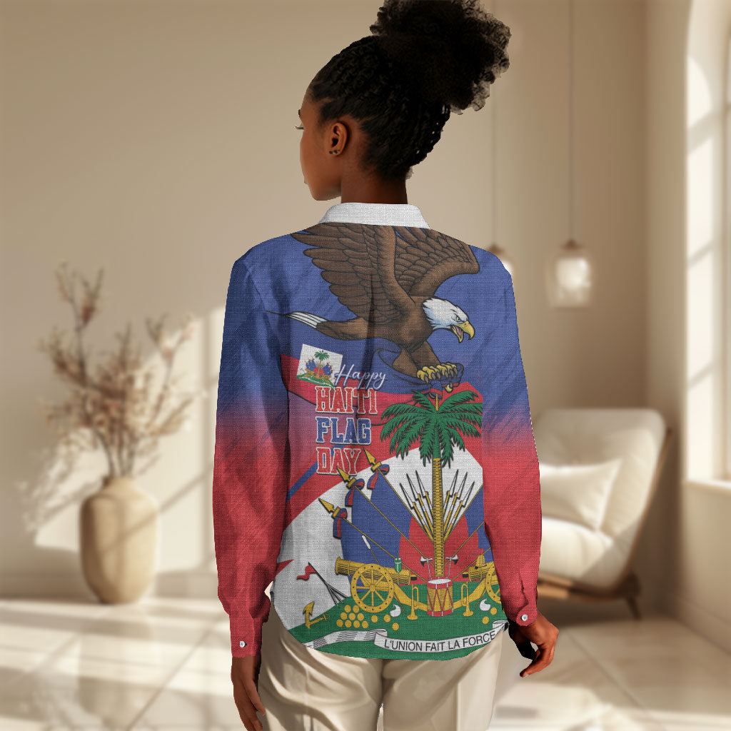 Haiti Flag Day Women Casual Shirt Haitian Blood American Heart Eagle With Flag