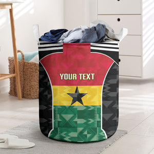 Ghana Football Custom Laundry Basket Go Black Queens Kente Pattern