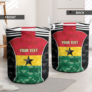 Ghana Football Custom Laundry Basket Go Black Queens Kente Pattern