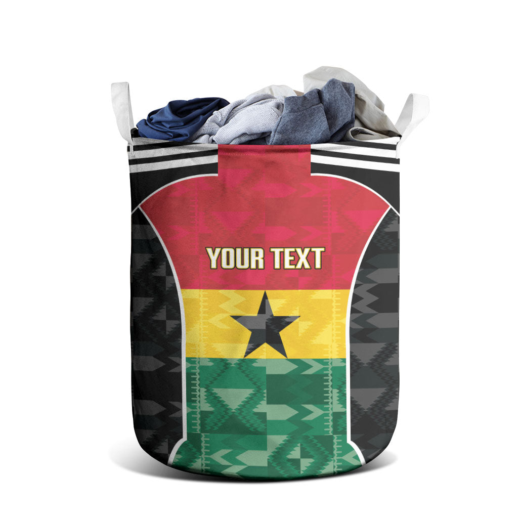Ghana Football Custom Laundry Basket Go Black Queens Kente Pattern