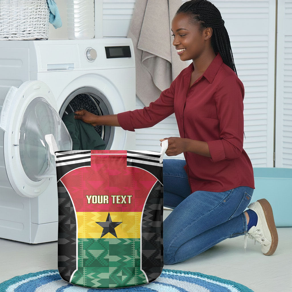 Ghana Football Custom Laundry Basket Go Black Queens Kente Pattern