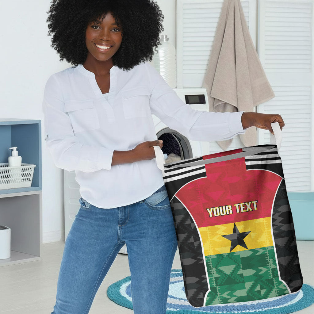 Ghana Football Custom Laundry Basket Go Black Queens Kente Pattern