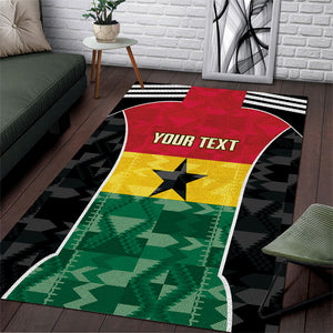 Ghana Football Custom Area Rug Go Black Queens Kente Pattern