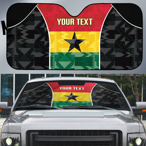 Ghana Football Custom Auto Sun Shade Go Black Queens Kente Pattern