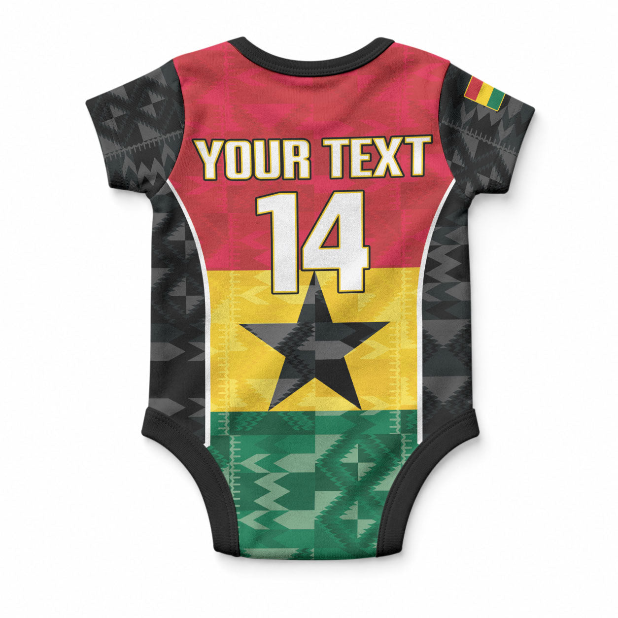 Ghana Football Custom Baby Onesie Go Black Queens Kente Pattern