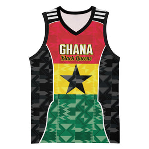 Ghana Football Custom Basketball Jersey Go Black Queens Kente Pattern