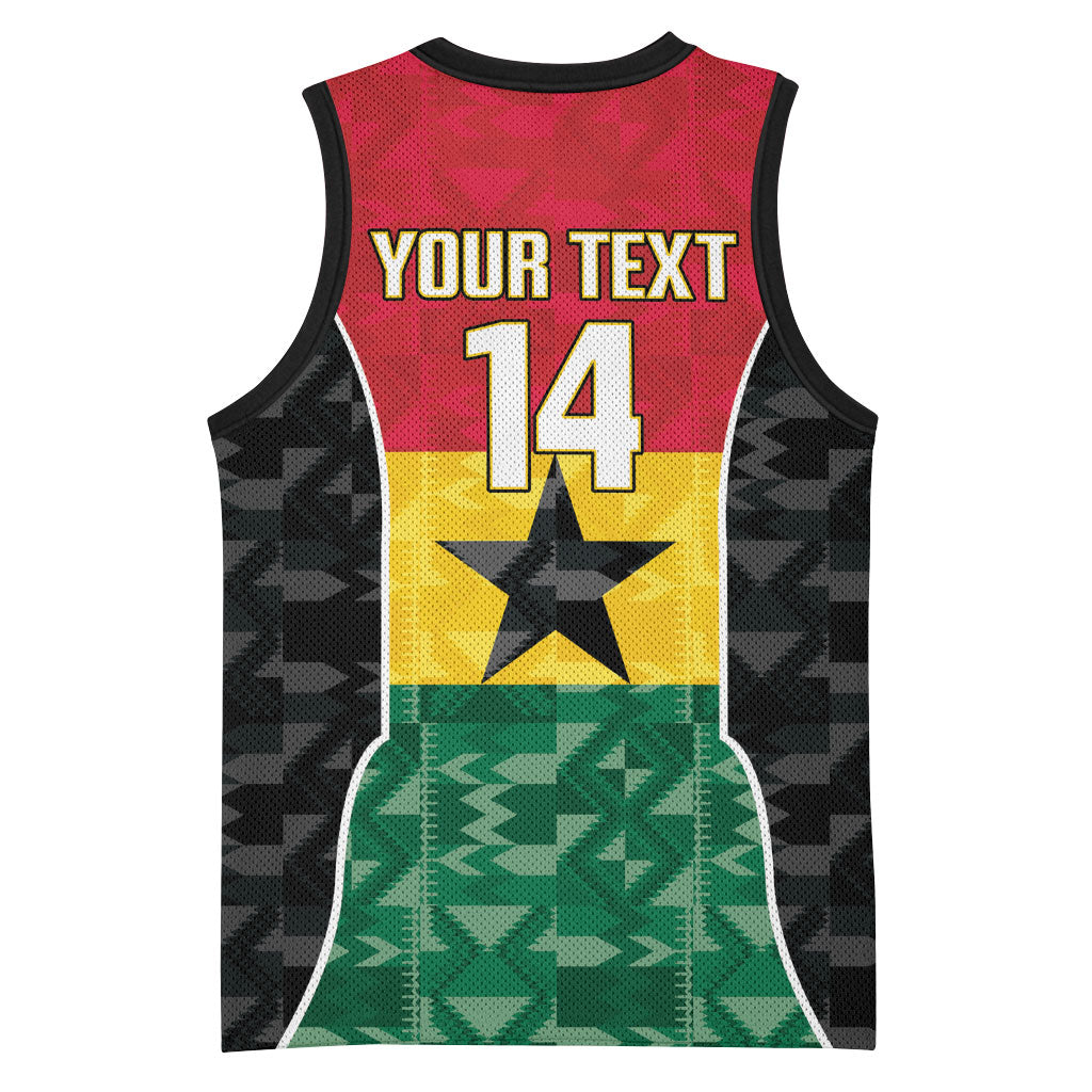 Ghana Football Custom Basketball Jersey Go Black Queens Kente Pattern