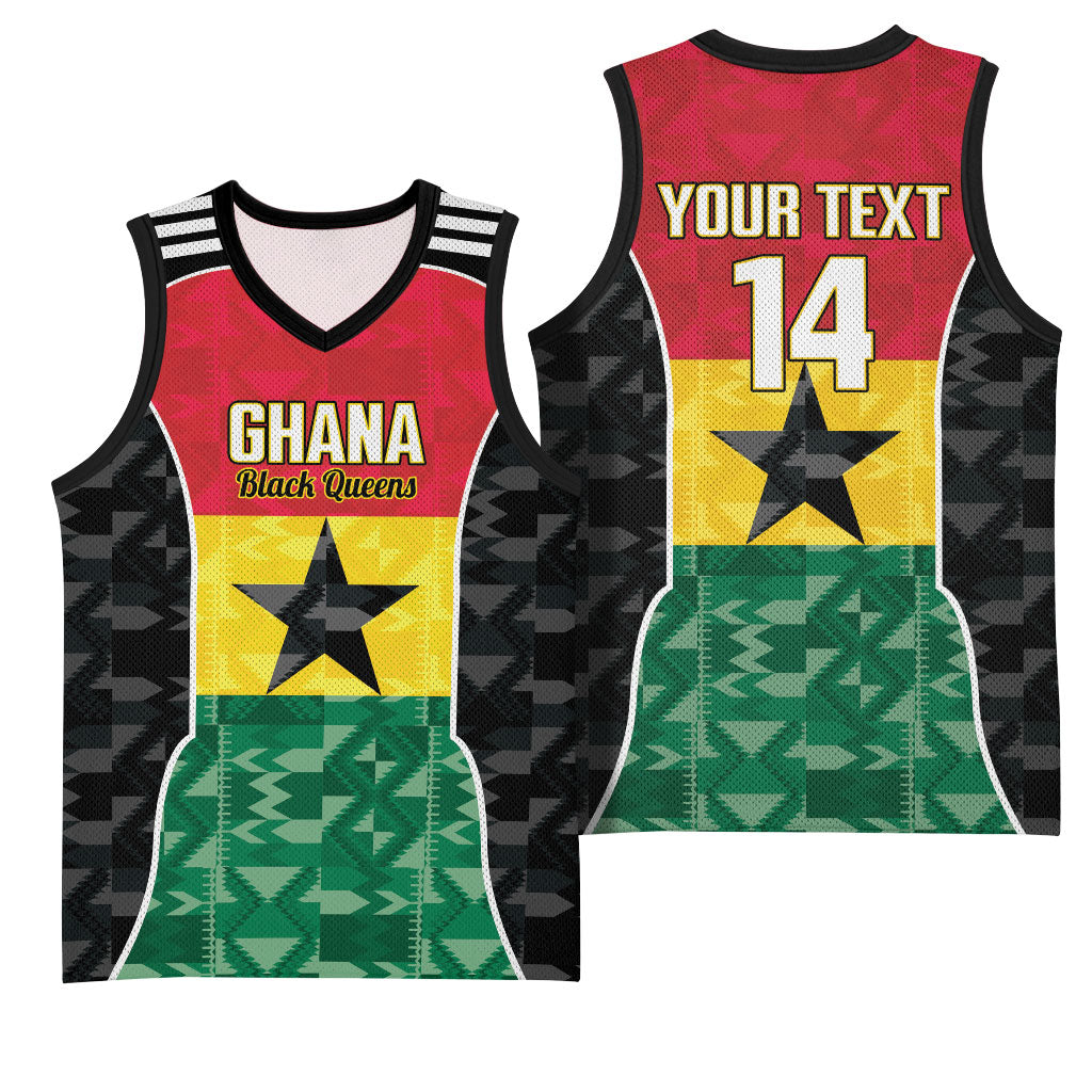 Ghana Football Custom Basketball Jersey Go Black Queens Kente Pattern