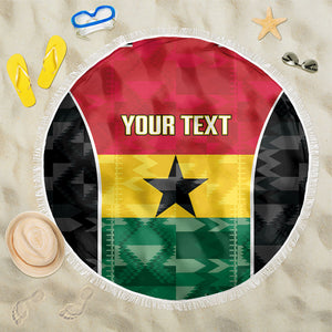 Ghana Football Custom Beach Blanket Go Black Queens Kente Pattern