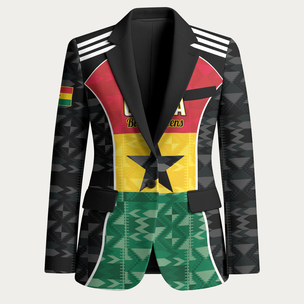 Ghana Football Custom Blazer Go Black Queens Kente Pattern