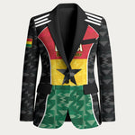 Ghana Football Custom Blazer Go Black Queens Kente Pattern