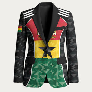 Ghana Football Custom Blazer Go Black Queens Kente Pattern