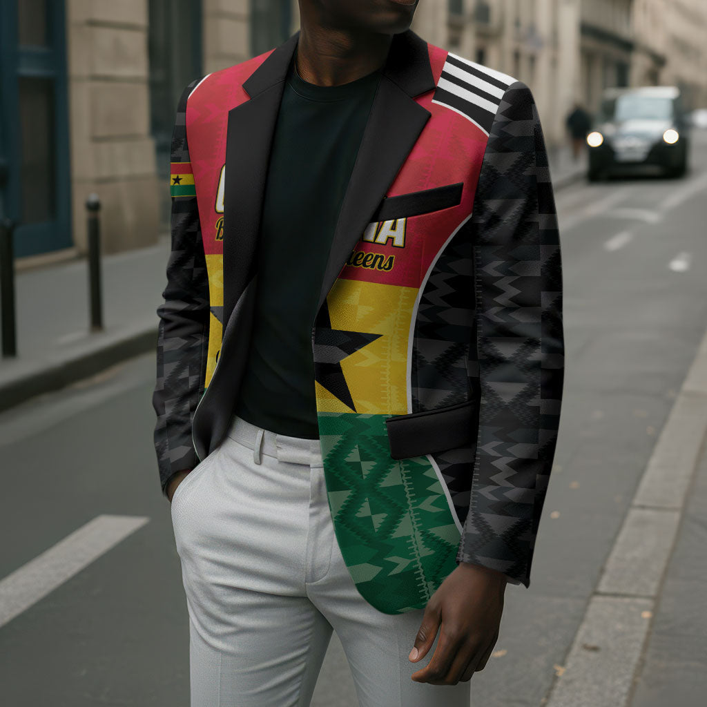 Ghana Football Custom Blazer Go Black Queens Kente Pattern