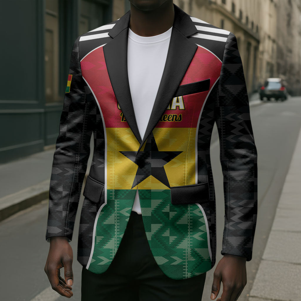 Ghana Football Custom Blazer Go Black Queens Kente Pattern