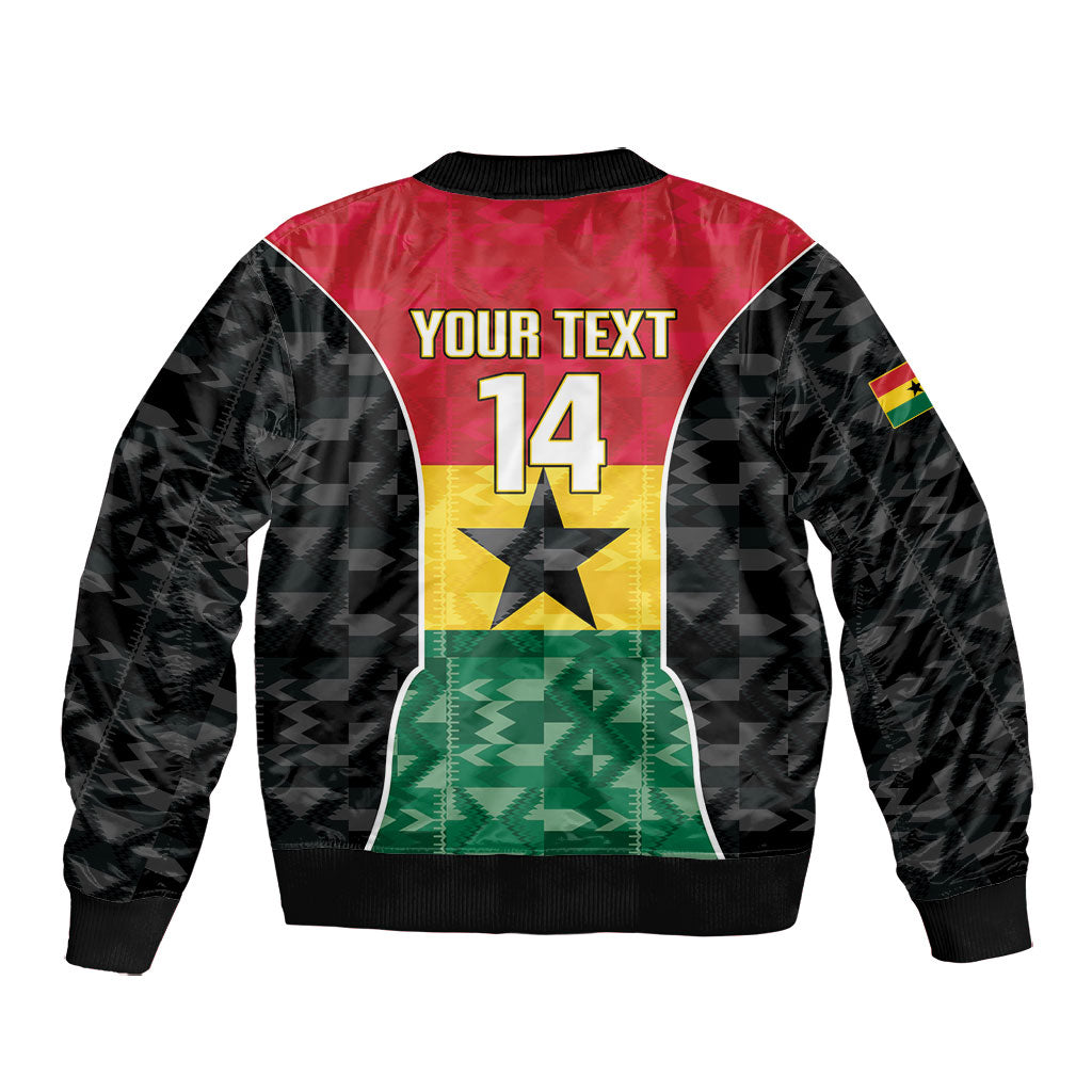 Ghana Football Custom Bomber Jacket Go Black Queens Kente Pattern