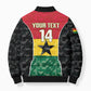 Ghana Football Custom Bomber Puffer Jacket Go Black Queens Kente Pattern