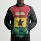 Ghana Football Custom Bomber Puffer Jacket Go Black Queens Kente Pattern