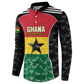 Ghana Football Custom Button Sweatshirt Go Black Queens Kente Pattern