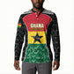 Ghana Football Custom Button Sweatshirt Go Black Queens Kente Pattern