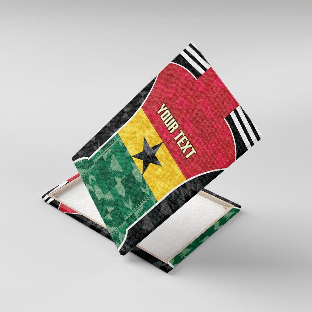 Ghana Football Custom Canvas Wall Art Go Black Queens Kente Pattern