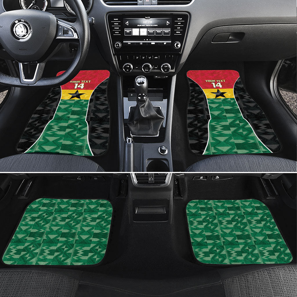 Ghana Football Custom Car Mats Go Black Queens Kente Pattern