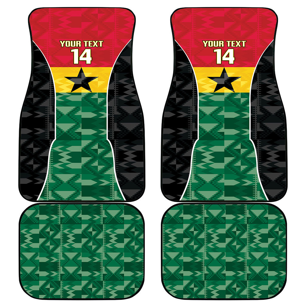 Ghana Football Custom Car Mats Go Black Queens Kente Pattern